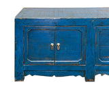 Vintage Distressed Cerulean Blue Doors Low TV Stand Console Table Cabinet ws4930S