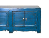 Vintage Distressed Cerulean Blue Doors Low TV Stand Console Table Cabinet ws4930S