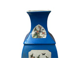 Chinese Bright Blue White Window Scenery Graphic Square Porcelain Vase GB668S