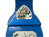 Chinese Bright Blue White Window Scenery Graphic Square Porcelain Vase GB668S