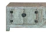 Distressed Light Teal Gray Low Doors Hardware Console Sideboard Cabinet ws4976S