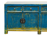 Distressed Bright Blue Oriental Sideboard Credenza Console Table Cabinet ws5014S