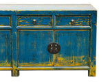 Distressed Bright Blue Oriental Sideboard Credenza Console Table Cabinet ws5014S