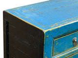 Distressed Bright Blue Oriental Sideboard Credenza Console Table Cabinet ws5014S