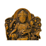 Vintage Small Wood Carved Light Brown Bodhisattva Pendant Plaque ws4908S