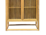Light Brown Slatted Doors Display Storage Minimalist Zen Bookcase Cabinet ws5015S