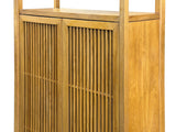 Light Brown Slatted Doors Display Storage Minimalist Zen Bookcase Cabinet ws5015S
