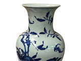 Vintage Chinese Blue White Fruits Flowers Graphic Porcelain Art Vase GB669S
