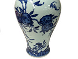 Vintage Chinese Blue White Fruits Flowers Graphic Porcelain Art Vase GB669S