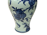 Vintage Chinese Blue White Fruits Flowers Graphic Porcelain Art Vase GB669S