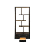 Asian Inspired Asymmetrical Dark Brown Shelving Display Cabinet Divider ws4972S
