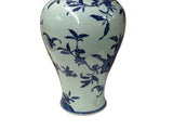 Vintage Chinese Blue White Fruits Flowers Graphic Porcelain Art Vase GB669S