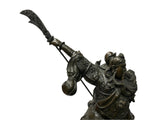 Chinese Metal Bronze General Quan Yu Holding Long Knife Statue GB147S