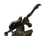 Chinese Metal Bronze General Quan Yu Holding Long Knife Statue GB147S