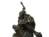 Chinese Metal Bronze General Quan Yu Holding Long Knife Statue GB147S