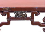 Distressed Reddish Brown Trapezoidal Geometric Lattice Panel Console Table ws4977S