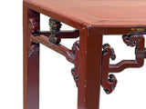 Distressed Reddish Brown Trapezoidal Geometric Lattice Panel Console Table ws4977S