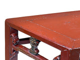 Distressed Reddish Brown Trapezoidal Geometric Lattice Panel Console Table ws4977S