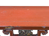 Distressed Reddish Brown Trapezoidal Geometric Lattice Panel Console Table ws4977S