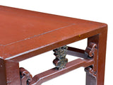 Distressed Reddish Brown Trapezoidal Geometric Lattice Panel Console Table ws4977S