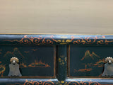 Distressed Black Golden Floral Graphic Tall Side End Table Cabinet ws4992S