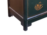 Distressed Black Golden Floral Graphic Tall Side End Table Cabinet ws4992S