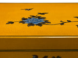 Oriental Bright Mustard Yellow Vinyl Flower Bird Graphic Cabinet ws4986S
