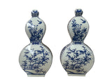 Oriental Slim Flat Gourd Shape Flower Theme Porcelain Art Vase GB672S
