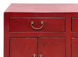 Distressed Brick Red Drawers Doors Sideboard Credenza Console Table ws4987S
