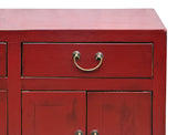 Distressed Brick Red Drawers Doors Sideboard Credenza Console Table ws4987S