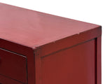 Distressed Brick Red Drawers Doors Sideboard Credenza Console Table ws4987S