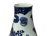 Oriental Floral Phoenix Blue White Porcelain Art Vase GB667S