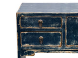 53" Distressed Dark Ink-Blue Drawers Narrow Console Credenza Table ws4998S