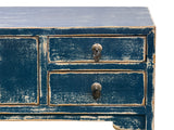 53" Distressed Dark Ink-Blue Drawers Narrow Console Credenza Table ws4998S