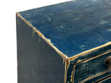 53" Distressed Dark Ink-Blue Drawers Narrow Console Credenza Table ws4998S