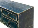 53" Distressed Dark Ink-Blue Drawers Narrow Console Credenza Table ws4998S