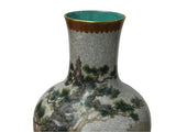 Chinese Gray Crackle 3 Rams Round Porcelain Vase GB670S