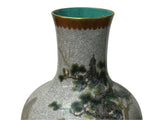 Chinese Gray Crackle 3 Rams Round Porcelain Vase GB670S