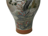 Chinese Gray Crackle 3 Rams Round Porcelain Vase GB670S
