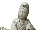 Chinese Vintage Finish Off White Porcelain Reclining Kwan Yin , Bodhisattva Statue GB899S