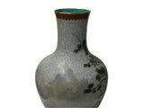 Chinese Gray Crackle 3 Rams Round Porcelain Vase GB670S