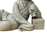 Chinese Vintage Finish Off White Porcelain Reclining Kwan Yin , Bodhisattva Statue GB899S