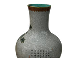 Chinese Gray Crackle 3 Rams Round Porcelain Vase GB670S