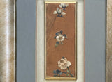 Vintage Chinese Floral Embroidery Fabric Piece Framed Wall Art ws4870S