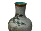 Chinese Gray Crackle 3 Rams Round Porcelain Vase GB670S