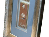 Vintage Chinese Floral Embroidery Fabric Piece Framed Wall Art ws4870S