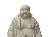 White Happy Laughing Buddha Holding Fan Deity Porcelain Figure ws4783S