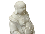White Happy Laughing Buddha Holding Fan Deity Porcelain Figure ws4783S