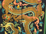 Oriental Tibetan Style Golden Dragon Graphic Tall Slim Storage Cabinet ws5063S