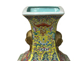 Chinese Yellow Base Canton Famille  Mille Fleurs Porcelain Vase ws4855S